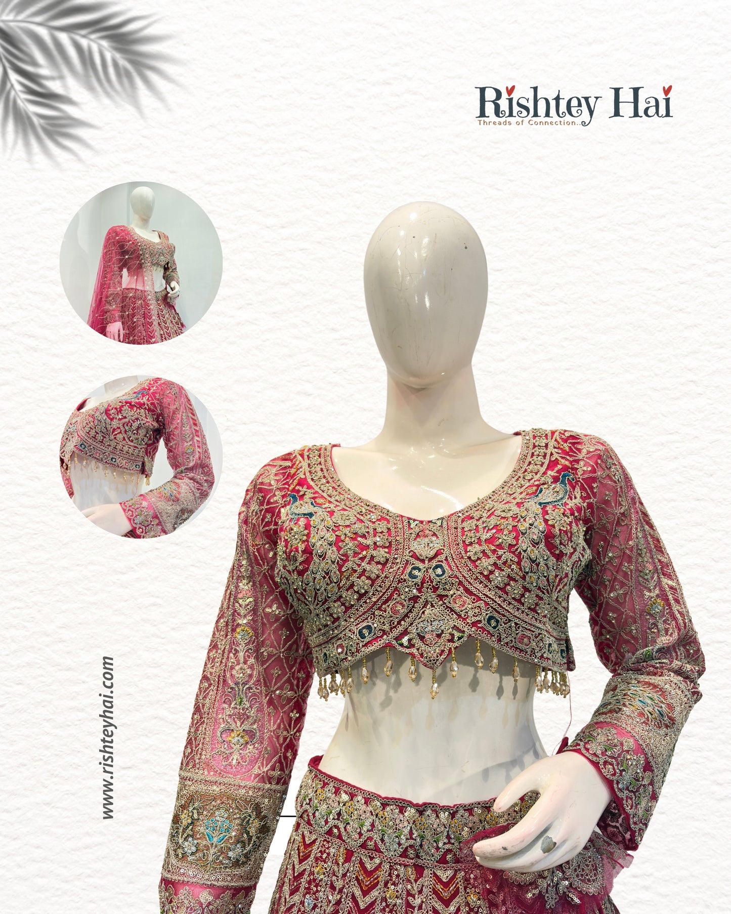 Magenta Heavy Embroidered Bridal Lehenga Set – By Rishtey Hai