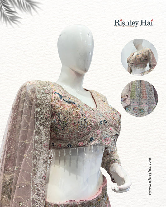 Peacock Blossom Dusty Rose Bridal Lehenga Set