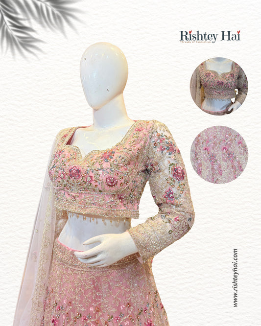 Blush Pink Embroidered Lehenga Set