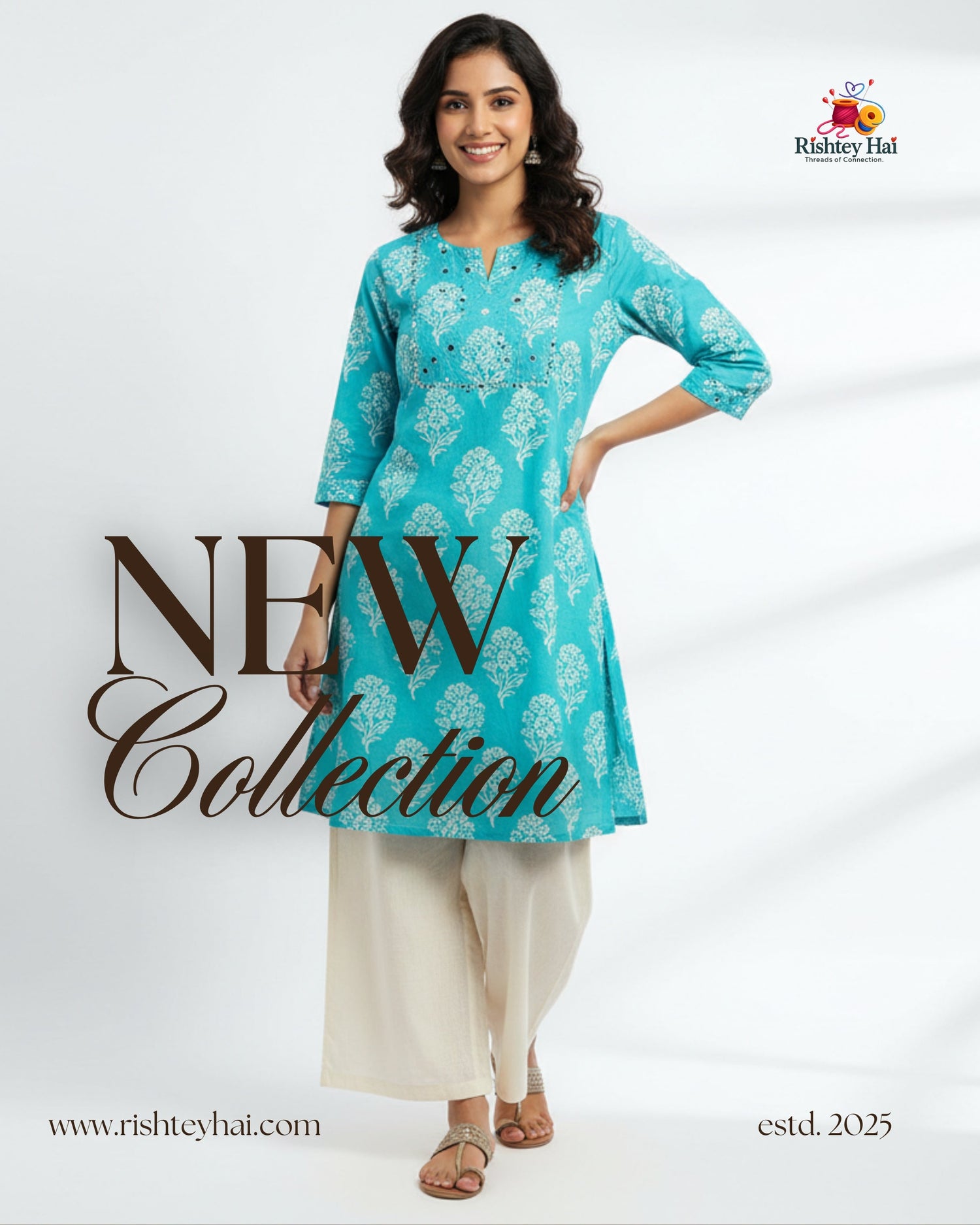 Azure Bloom Block Print Short Kurti