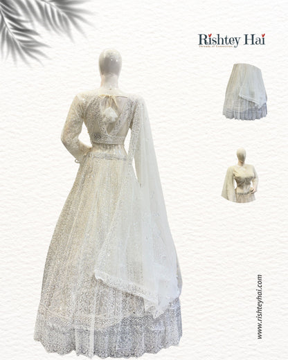 Luxury Pure White Ivory (Elegant and contemporary bridal tone) Lehenga Set
