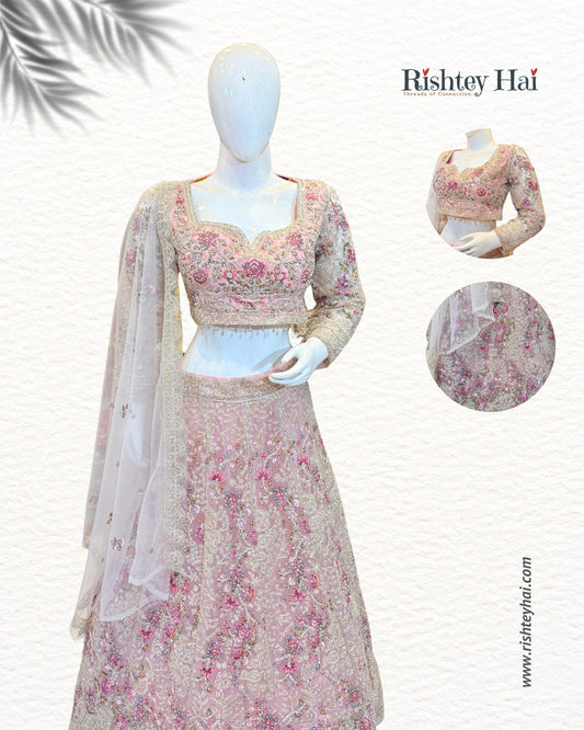 Blush Pink Embroidered Lehenga Set