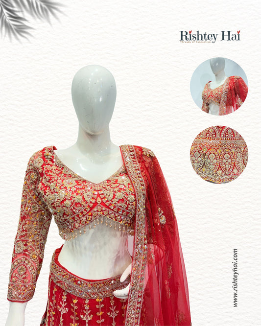 Regal Red Embroidered Lehenga Set