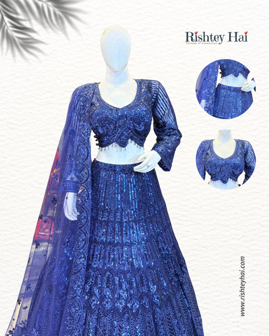 Royal Blue Heavy Sequin Embroidered Lehenga Set Color