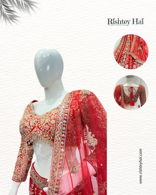 Regal Red Embroidered Lehenga Set