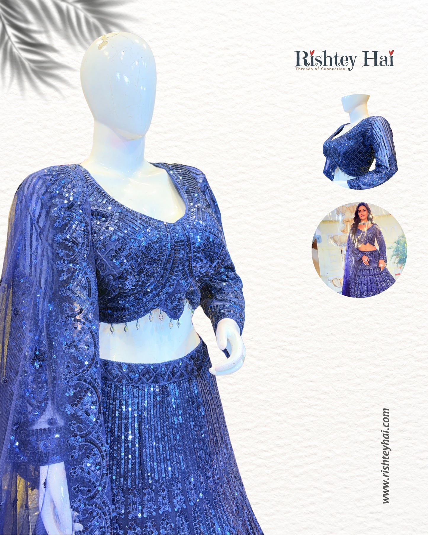 Royal Blue Heavy Sequin Embroidered Lehenga Set Color